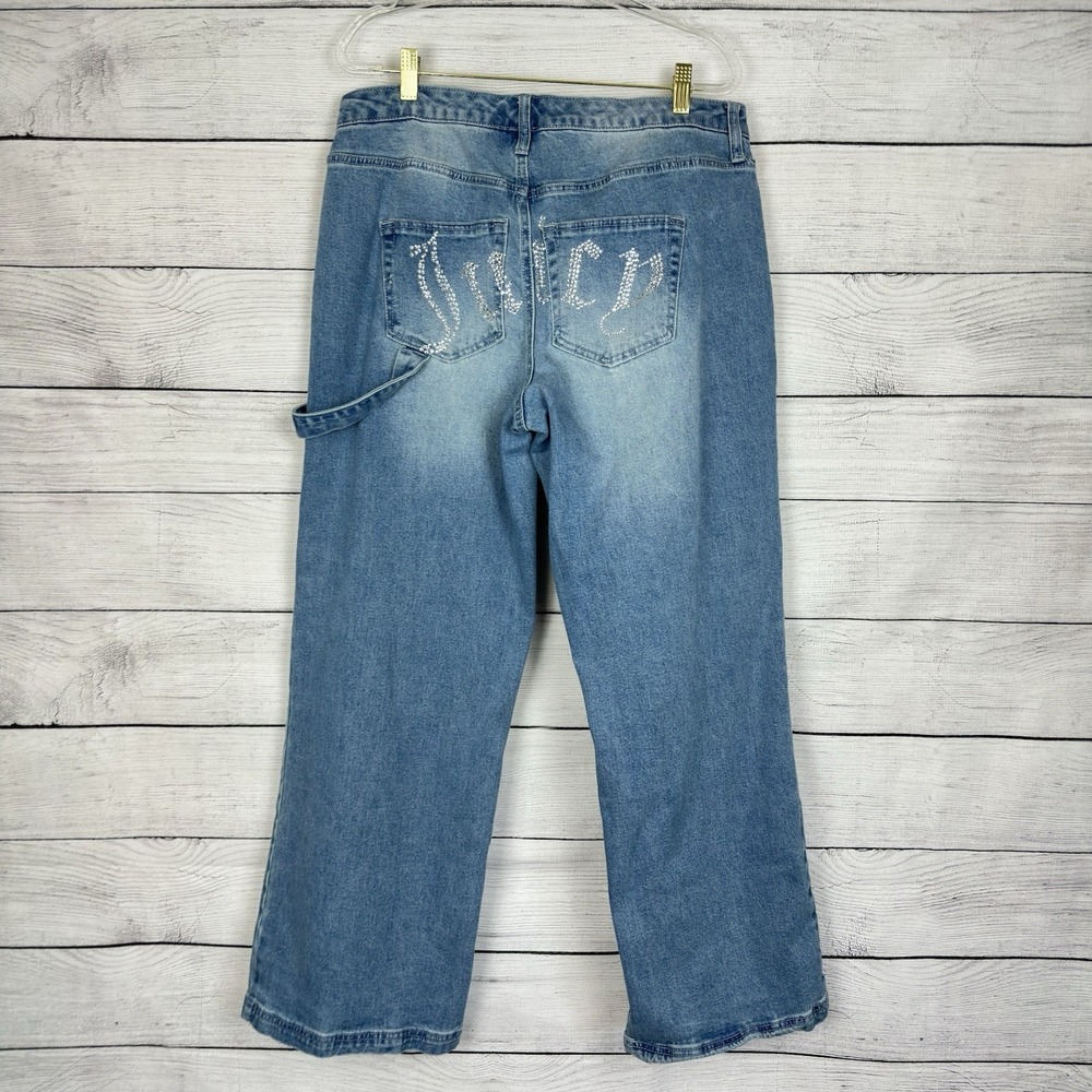 Juicy Couture Abbot Jeans HammerLoop Y2K Women Sz 14W Relaxed Wide Leg Bedazzled